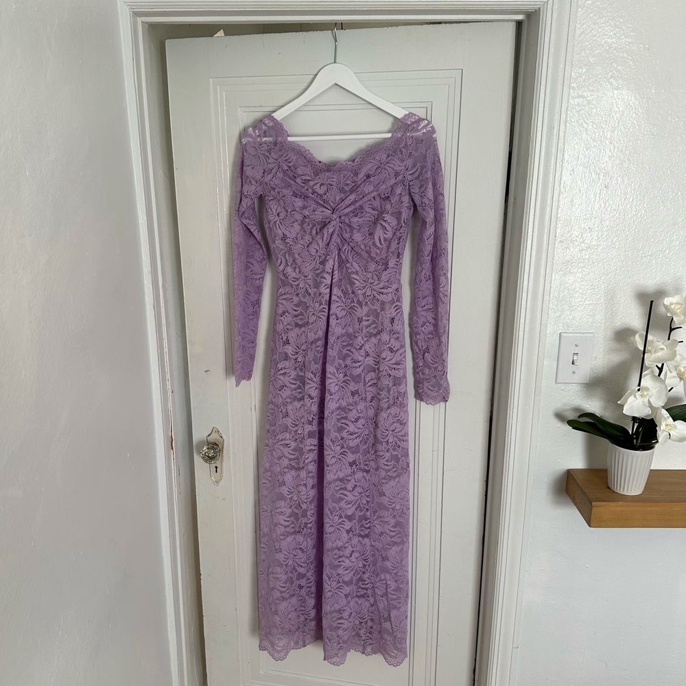 Rabanne Lavender Off the Shoulder Lace Dress - Picture 7 of 10